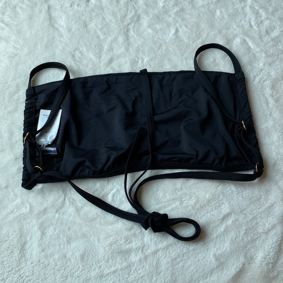 New! WeWoreWhat Ruched Bandeau Halter Bikini Top, black 19398 - Picture 5 of 10